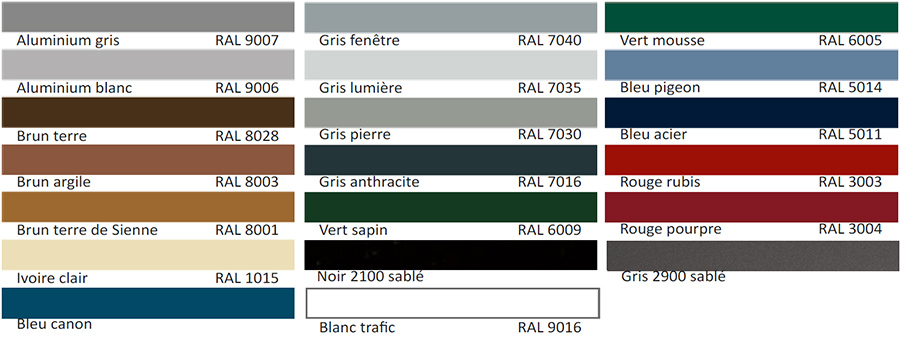 les couleurs des portes sectionnelles